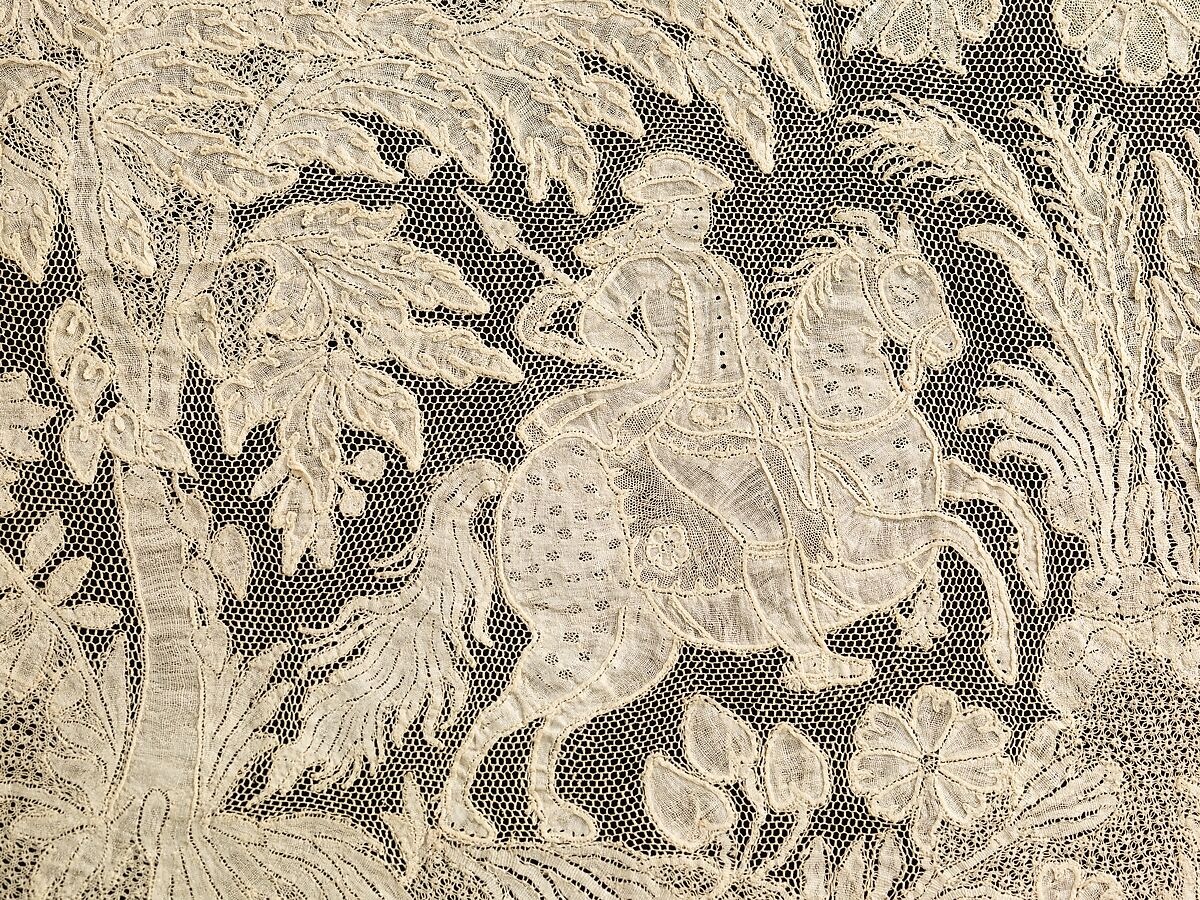 Cravat end, linen, Flemish