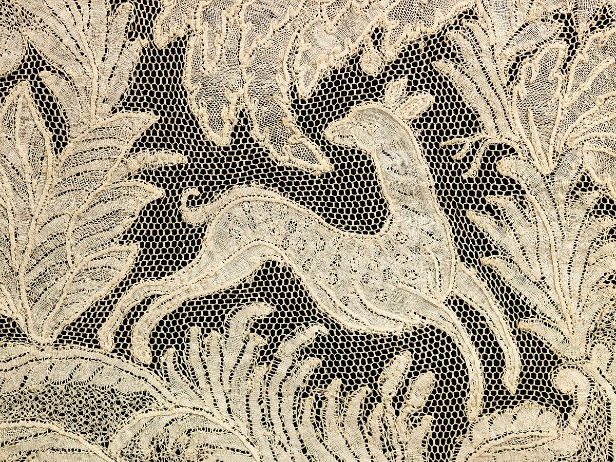 Cravat end, linen, Flemish