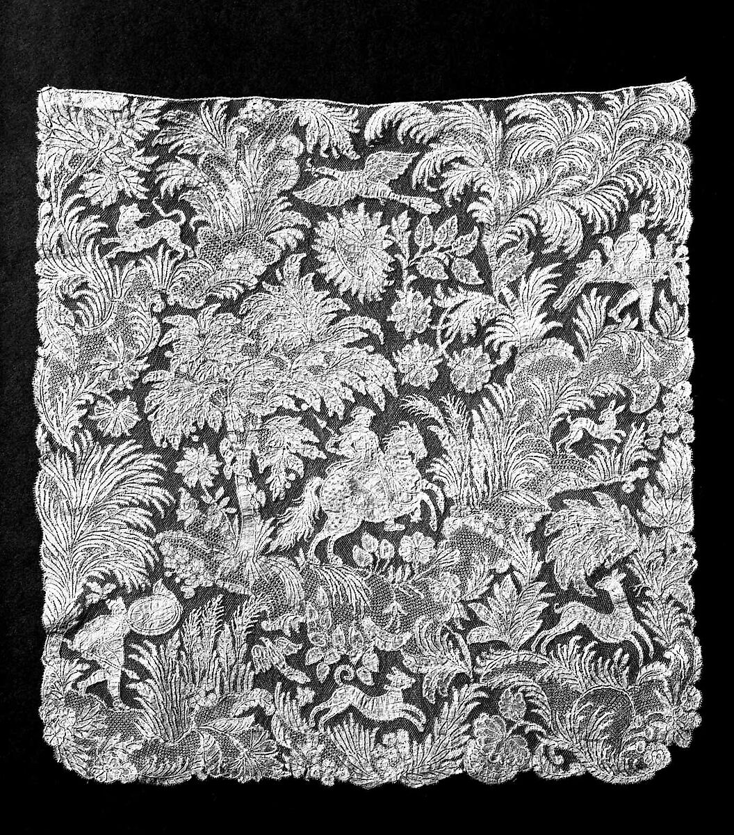 Cravat end, linen, Flemish