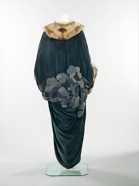 Evening coat, silk, fur, French