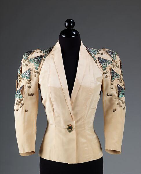 Evening jacket, Elsa Schiaparelli (Italian, 1890–1973), silk, metal, French 
