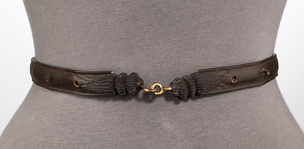 Belt, Schiaparelli (French, founded 1927), leather, metal, French 