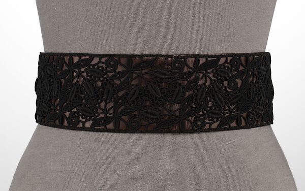 Evening belt, Steven Arpad (French, 1904–1999), leather, silk, probably French