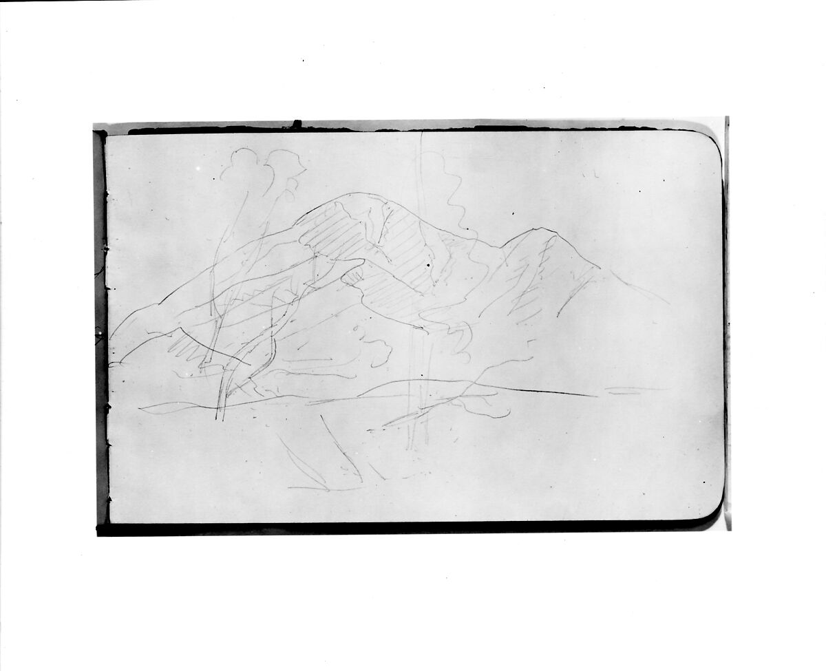Mountain Sketch (from Sketchbook), Albert Bierstadt (American, Solingen 1830–1902 New York), Graphite on wove paper, American 