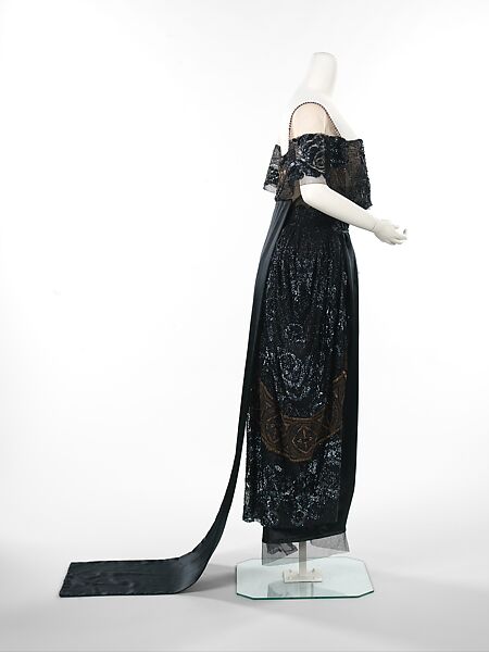 Evening dress, Weeks (French), silk, rhinestones, metal, French