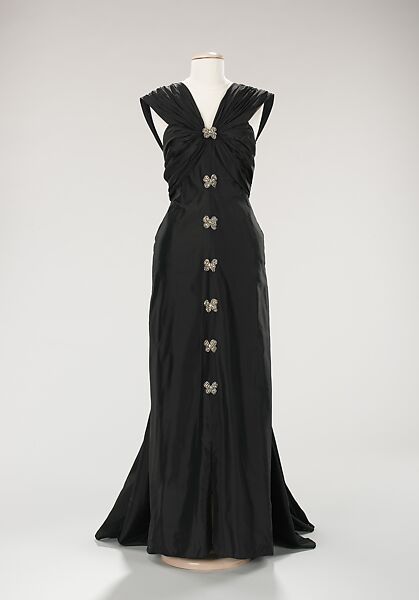 Evening dress, House of Lanvin (French, founded 1889), silk, rhinestones, French 