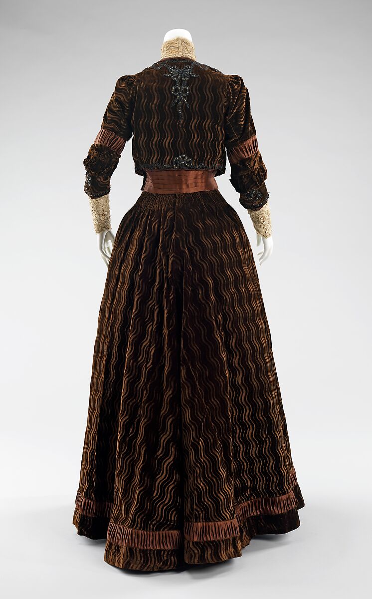 Dinner dress, Rouff (French, 1844–1914), silk, jet beads, rhinestones, French