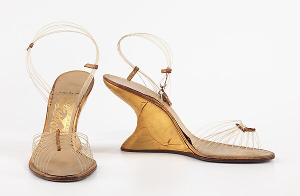 "Invisible Sandal", Salvatore Ferragamo (Italian, 1898–1960), leather, nylon, Italian 