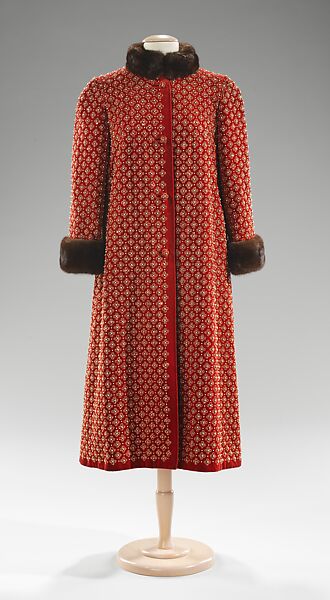 Evening coat, Norman Norell (American, Noblesville, Indiana 1900–1972 New York), silk, fur, beads, rhinestones, American 