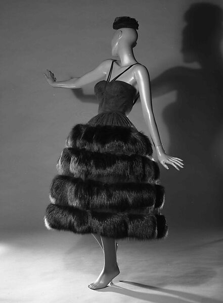 Evening dress, Traina-Norell (American, founded 1941), synthetic fiber, fur, American