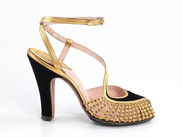 Dance shoes, Palter DeLiso, Inc. (American, 1927–1975), leather, silk, American