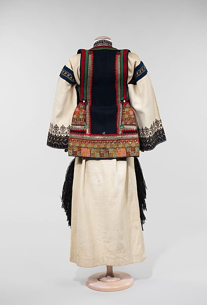 Ensemble, cotton, wool, metal, metal, glass, European, Eastern