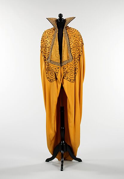 Evening cape, silk, metal, American 