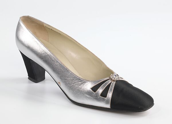 Evening pumps, Silvia Fiorentina, leather, silk, rhinestones, American