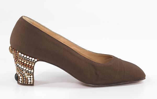 Evening pumps, Samo, silk, glass, rhinestones, Italian