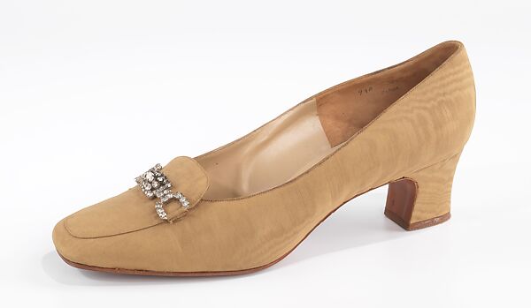 Evening pumps, Rayne (British, 1886–1993), silk, rhinestones, British