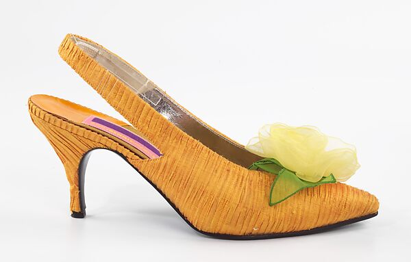 Evening shoes, Susan Bennis/Warren Edwards (American, 1977–1997), silk, leather, nylon, American