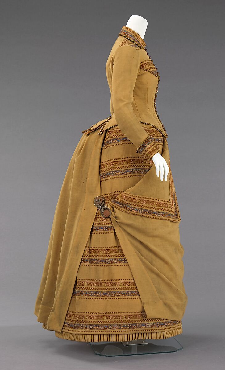 Ensemble, wool, beads, metal, wood, American