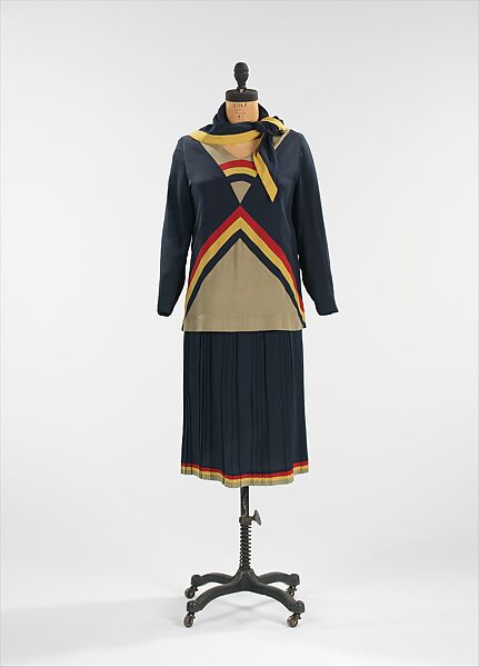 Dress, silk, cotton, probably French 