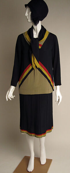 Dress, silk, cotton, probably French