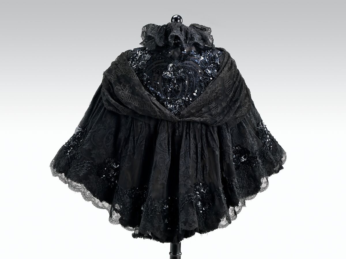 Evening cape, silk, fur, French