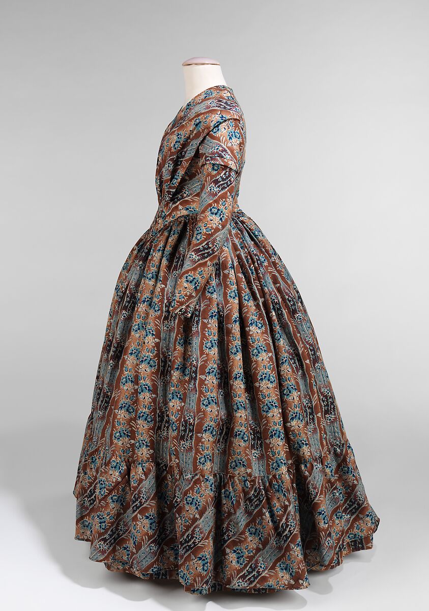 Dress, wool, silk, American