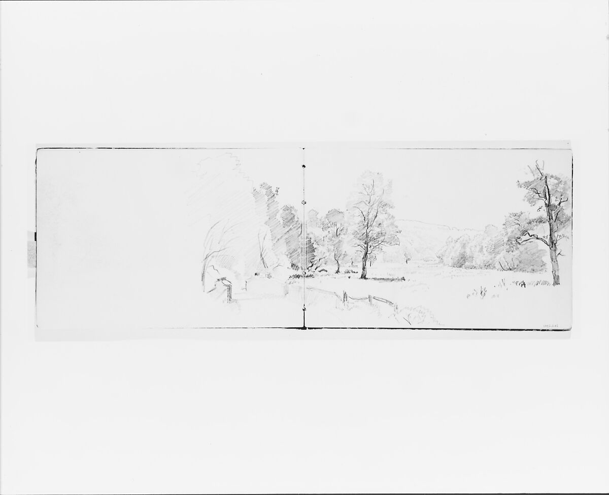 Sketch of a Distant Landscape (from Sketchbook VII), William Trost Richards (American, Philadelphia, Pennsylvania 1833–1905 Newport, Rhode Island), Graphite on off-white wove paper, American