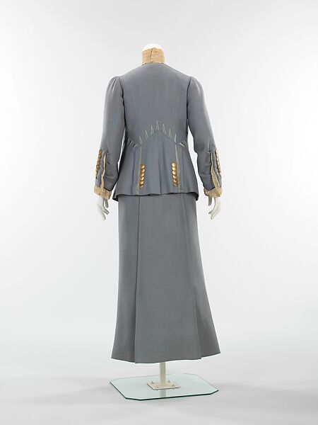 Walking suit, (a–c) House of Paquin (French, 1891–1956), wool, metal, silk, French