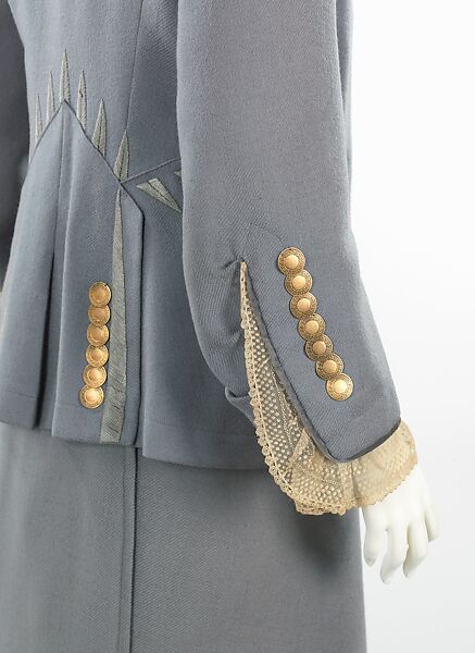Walking suit, (a–c) House of Paquin (French, 1891–1956), wool, metal, silk, French