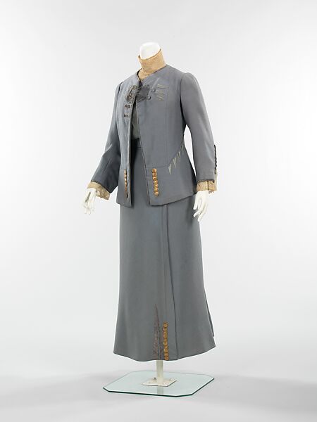 Walking suit, (a–c) House of Paquin (French, 1891–1956), wool, metal, silk, French 