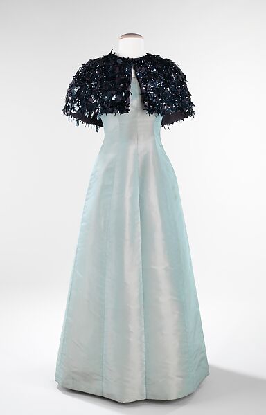 Evening ensemble, House of Balenciaga (French, founded 1937), silk, synthetic fiber, French 