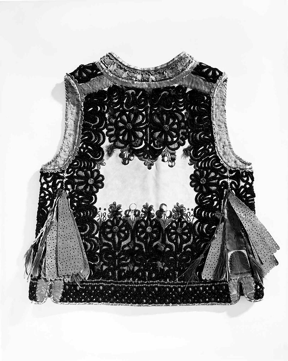 Jacket, leather, wool, glass, metal, hair, silk, Czech, Moravia