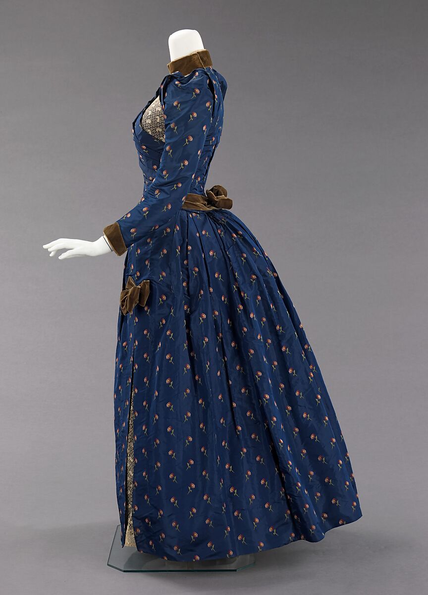 Afternoon dress, silk, linen, cotton, American