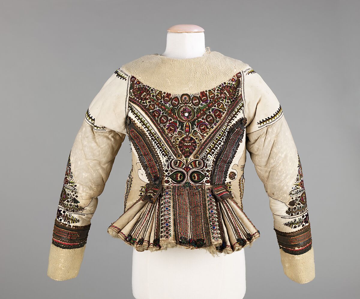 Jacket, leather, wool, metal, glass, silk, Hungarian