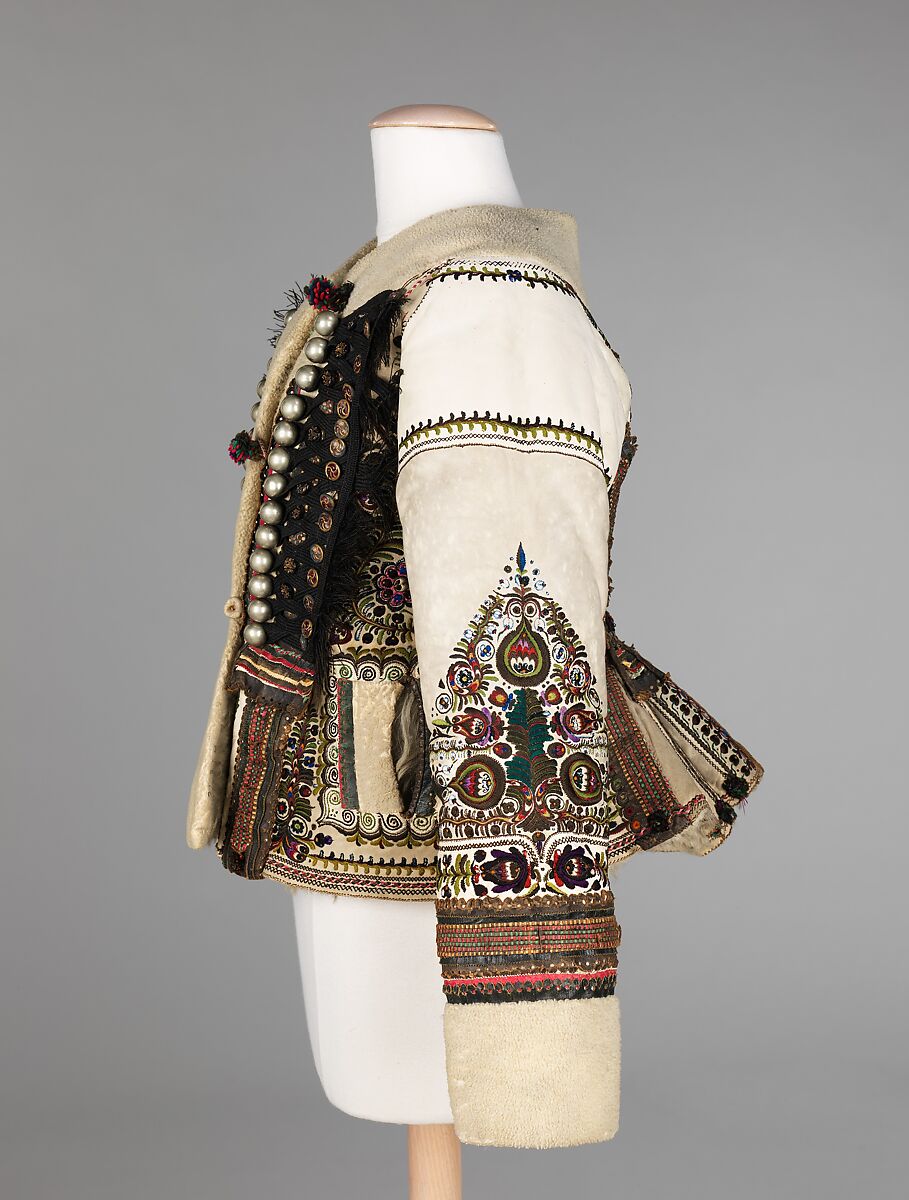 Jacket, leather, wool, metal, glass, silk, Hungarian