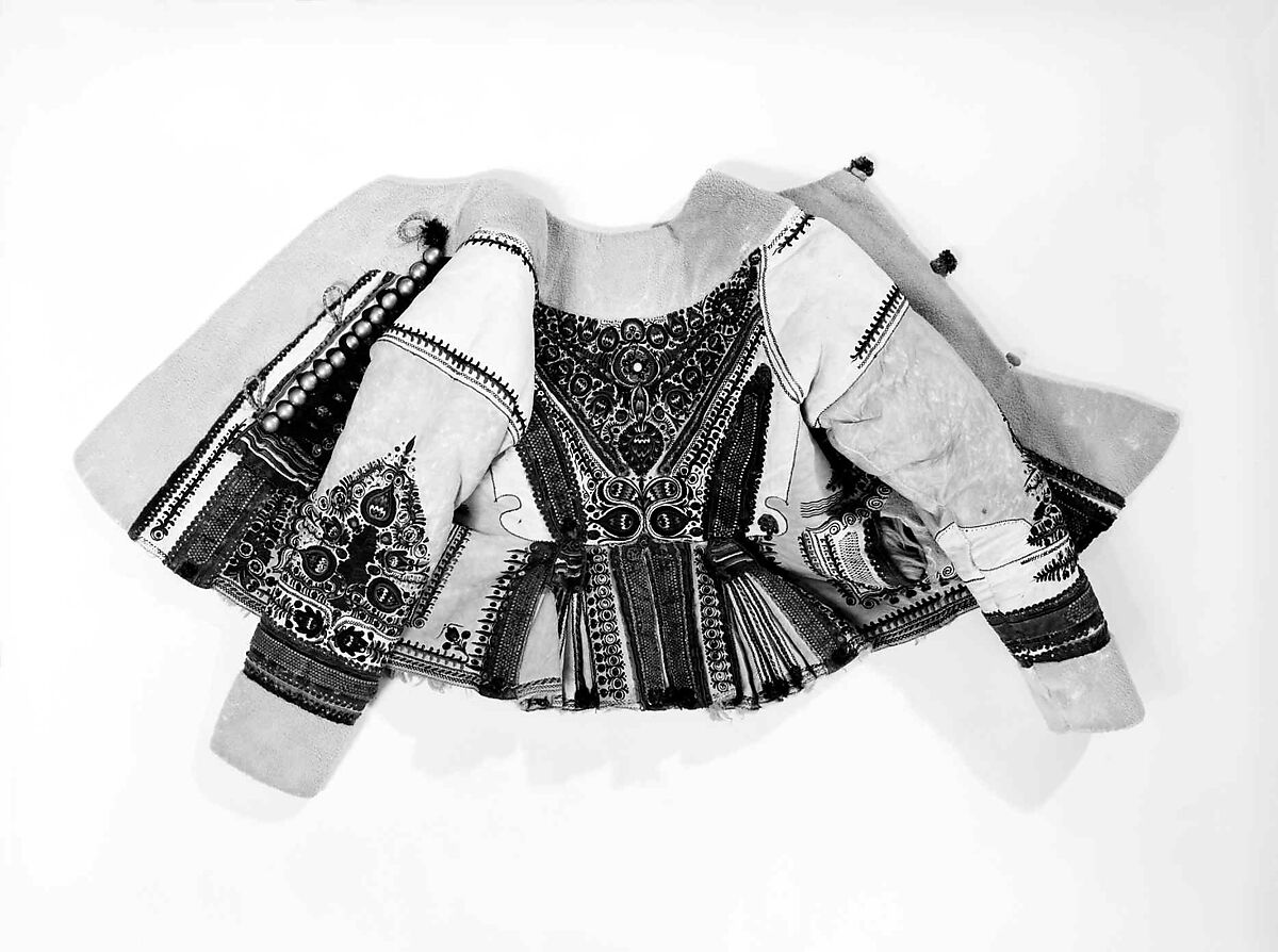 Jacket, leather, wool, metal, glass, silk, Hungarian