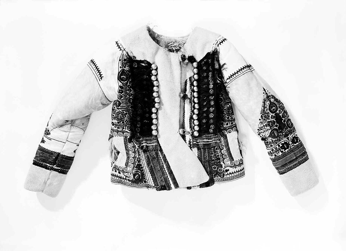 Jacket, leather, wool, metal, glass, silk, Hungarian