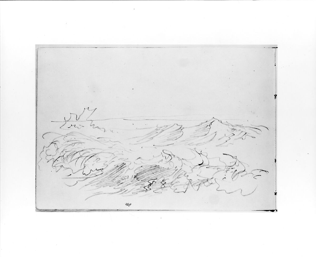 Sketch of Breaking Waves (from Sketchbook VII), William Trost Richards (American, Philadelphia, Pennsylvania 1833–1905 Newport, Rhode Island), Graphite on off-white wove paper, American 