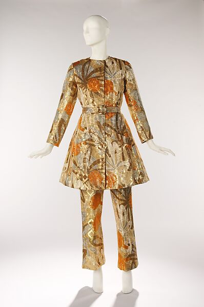 Evening pantsuit, Bill Blass (American, Fort Wayne, Indiana 1922–2002 New Preston, Connecticut), silk, metal, American 