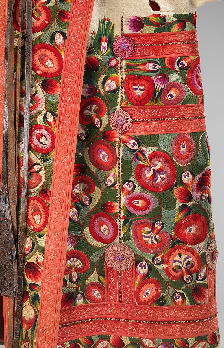 Mantle, wool, leather, cotton, Hungarian