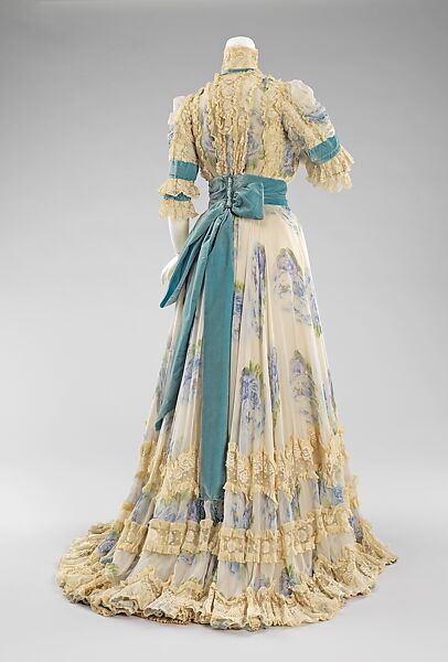 Afternoon dress, Jacques Doucet (French, Paris 1853–1929 Paris), silk, linen, rhinestones, French