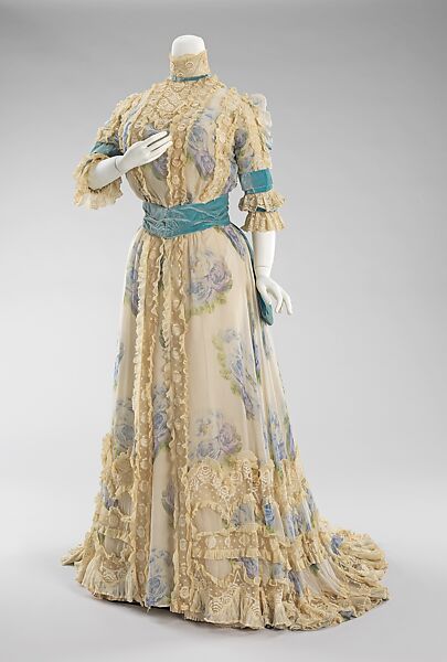 Afternoon dress, Jacques Doucet (French, Paris 1853–1929 Paris), silk, linen, rhinestones, French 