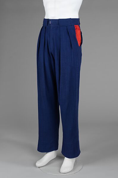 Trousers, Richard Torry (British, born 1960), linen, synthetic, British 