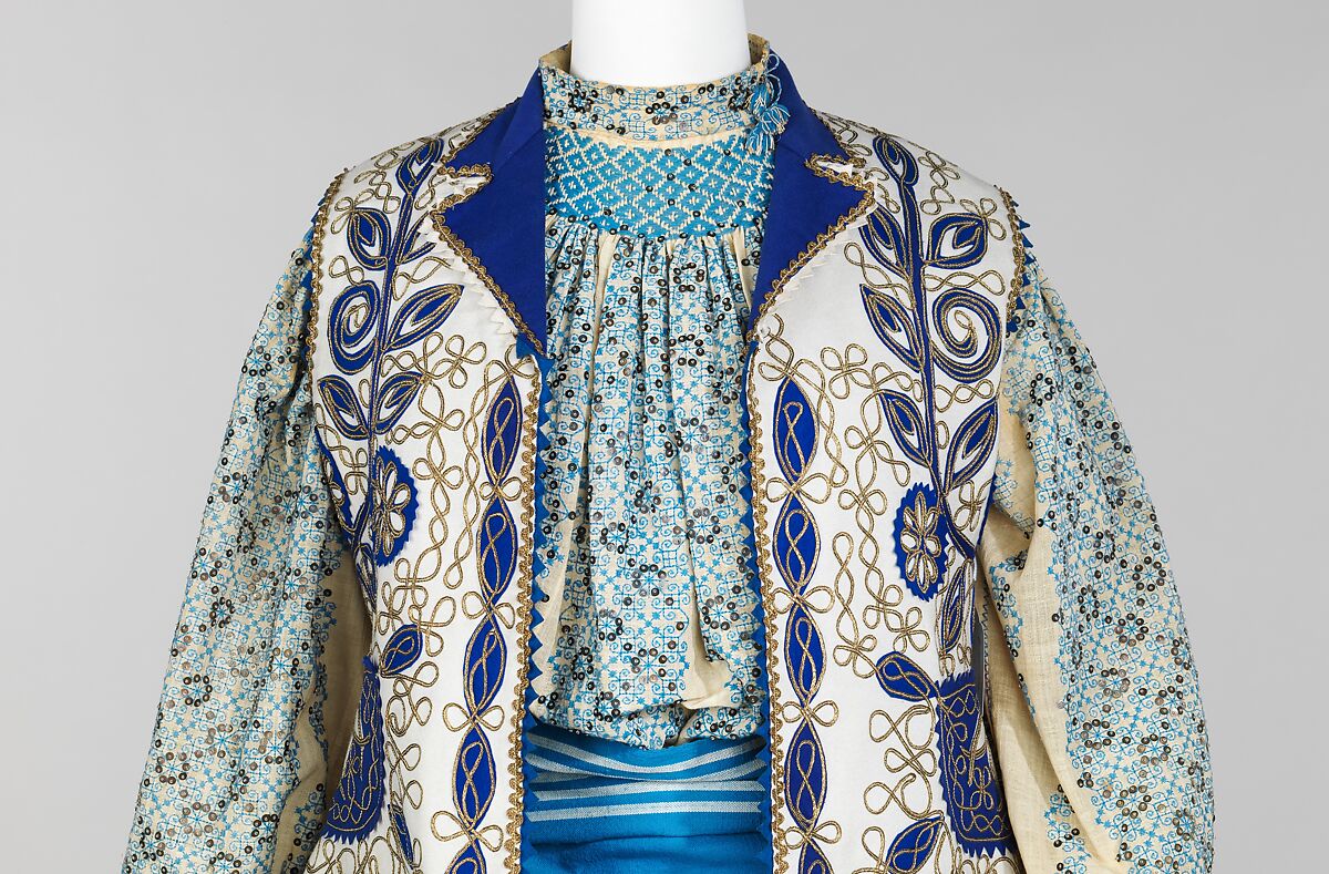 Ensemble, cotton, wool, silk, metal, Romanian