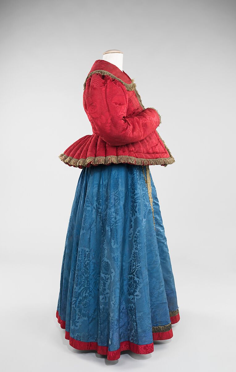 Dress, silk, metal, linen, Russian