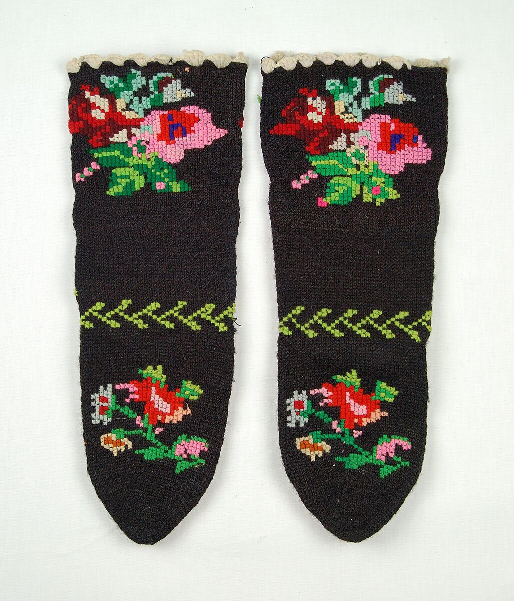 Ensemble, cotton, wool, linen, glass, metal, Russian