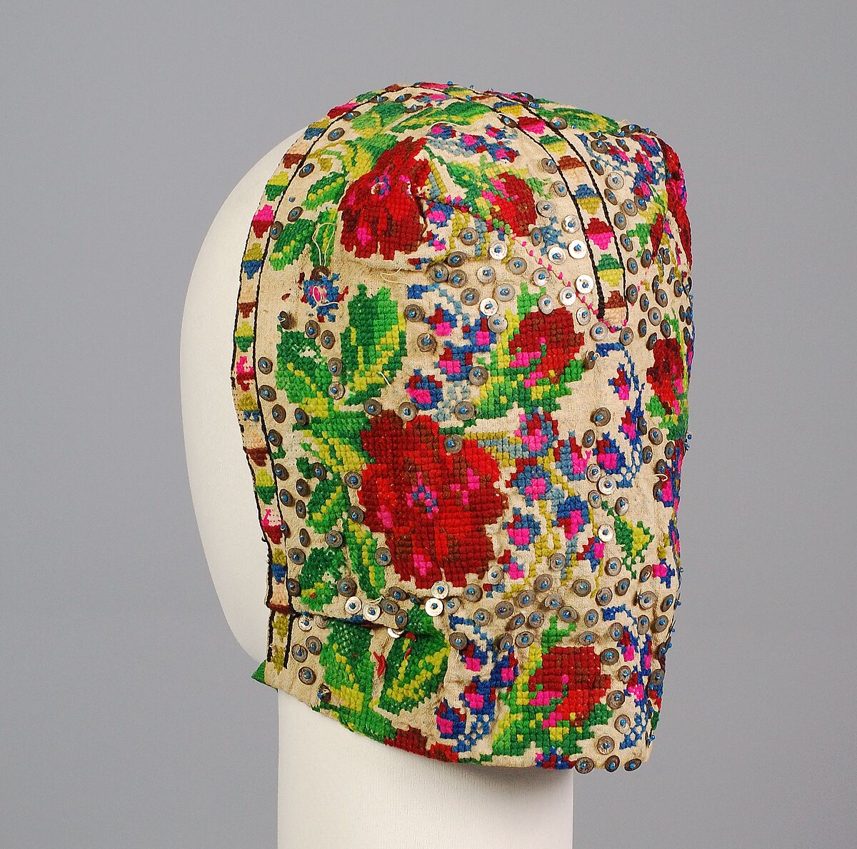 Ensemble, cotton, wool, linen, glass, metal, Russian