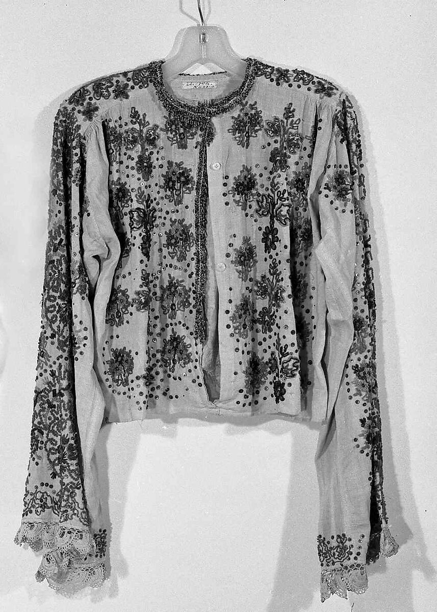 Ensemble, cotton, wool, linen, glass, metal, Russian