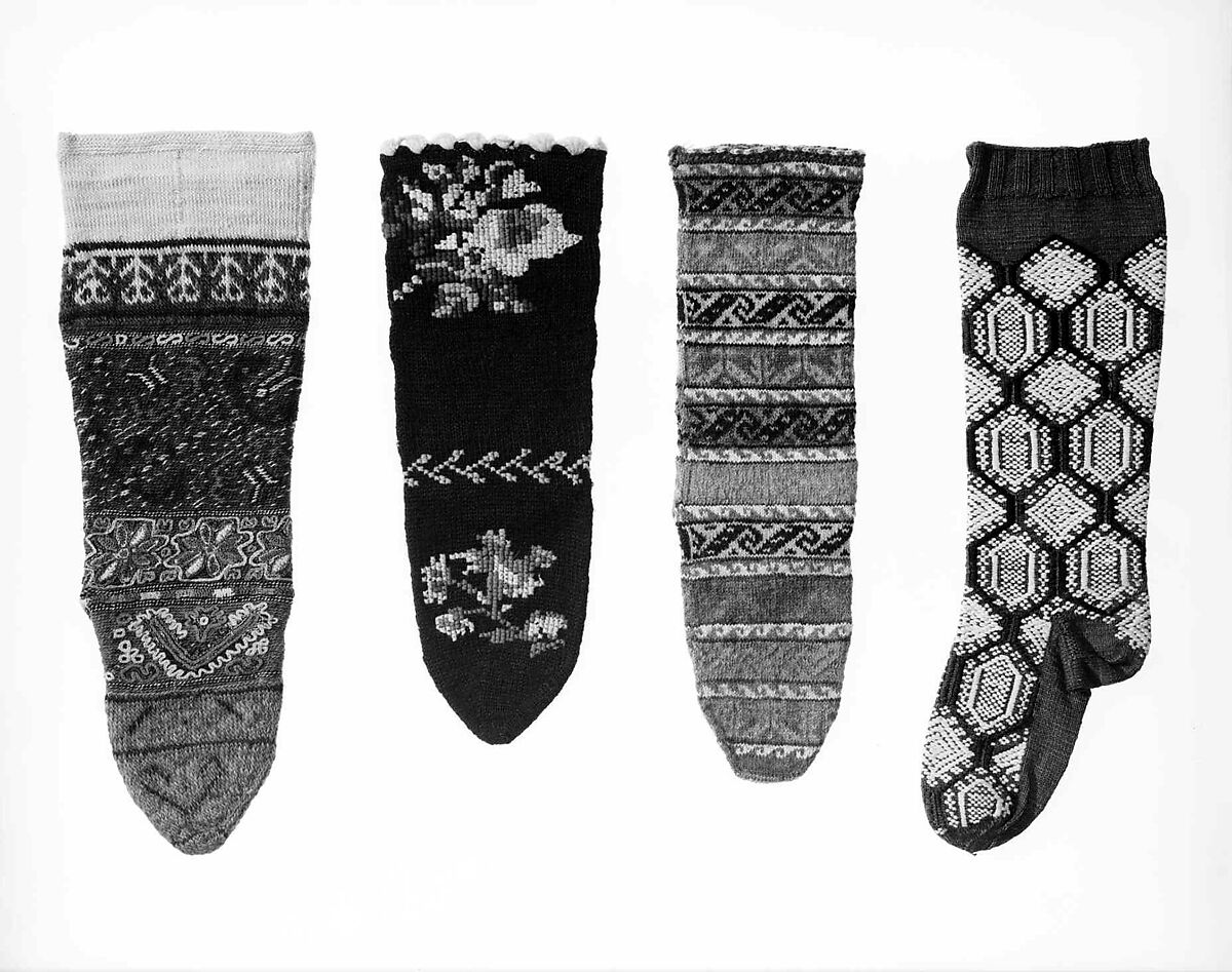 Ensemble, cotton, wool, linen, glass, metal, Russian