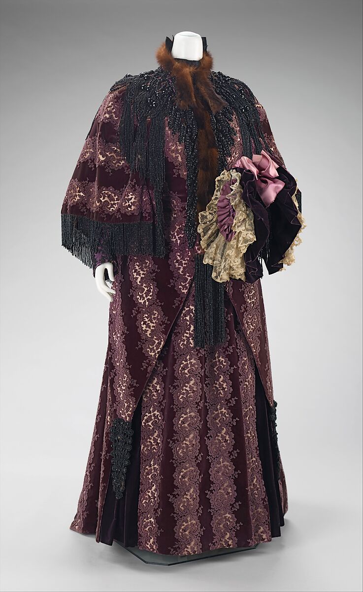 Ensemble, House of Worth (French, 1858–1956), silk, beads, jet, fur, linen, American or European 